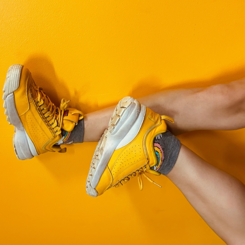 Blocktone — yellow sneakers with rainbow socks, image 8 of 10